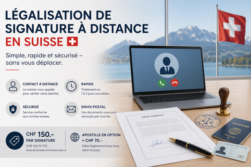 Légalisation signature à distance Suisse
