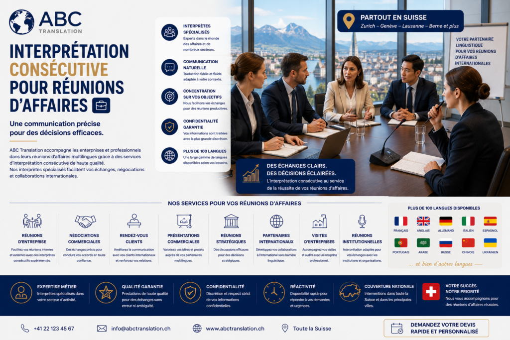 Interprétation consécutive pour réunions d’affaires