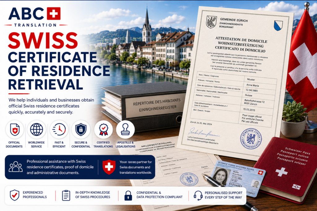 Swiss certificate of residence retrieval