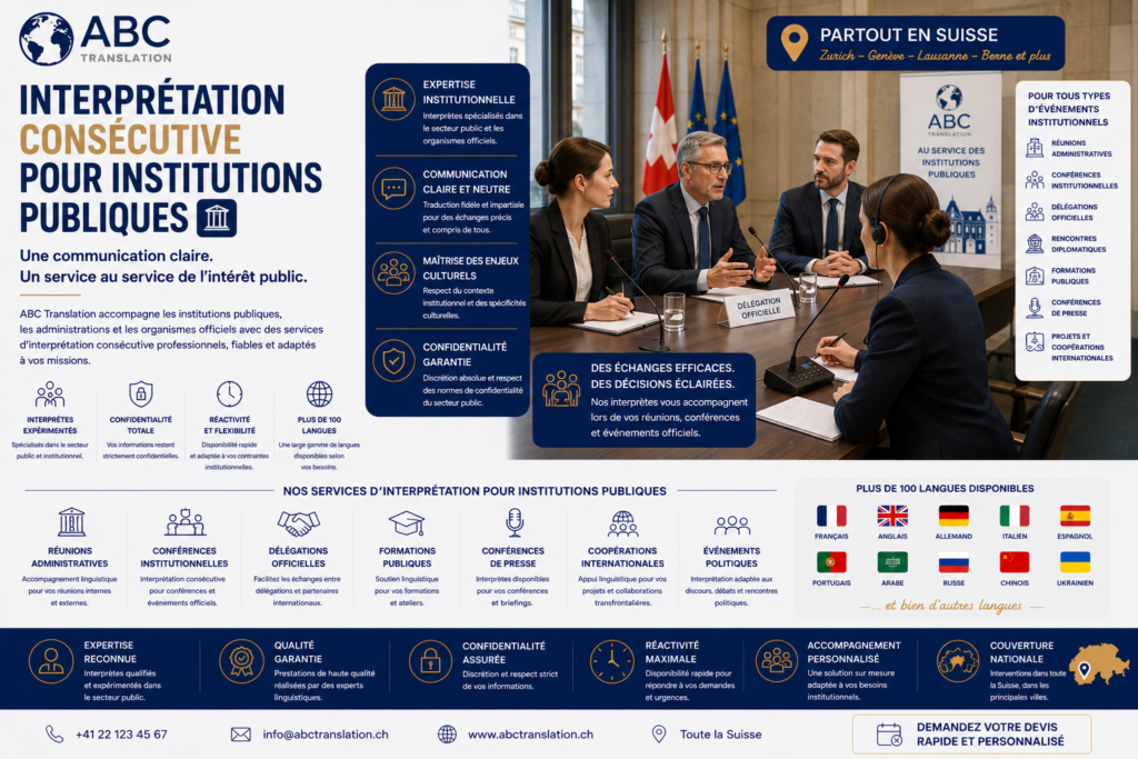 Interprétation consécutive pour institutions publiques