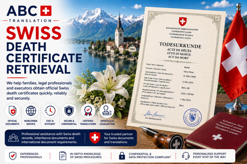 Swiss death certificate retrieval