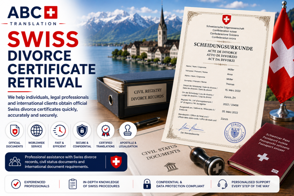 Swiss divorce certificate retrieval