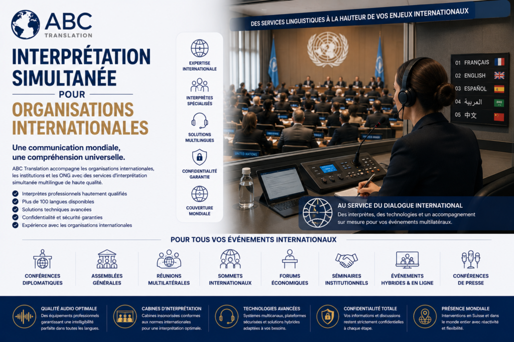 Interprétation simultanée pour organisations internationales