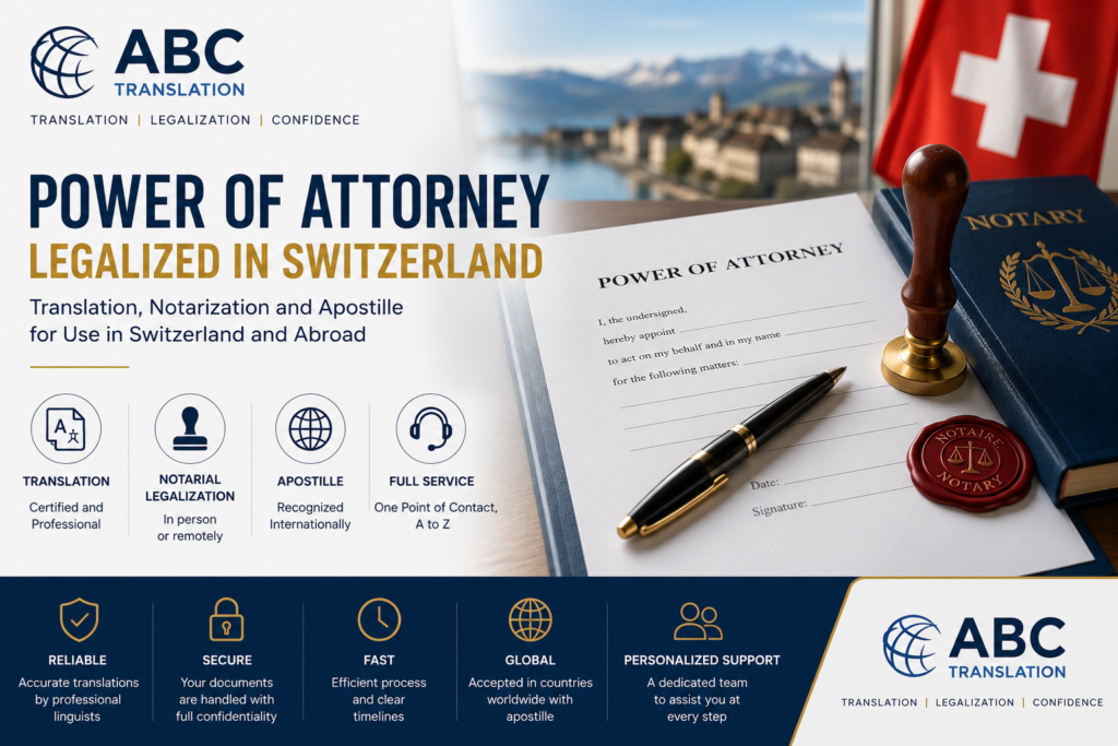Legalized Power of Attorney Switzerland