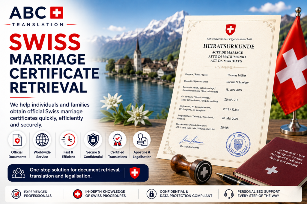 Swiss marriage certificate retrieval