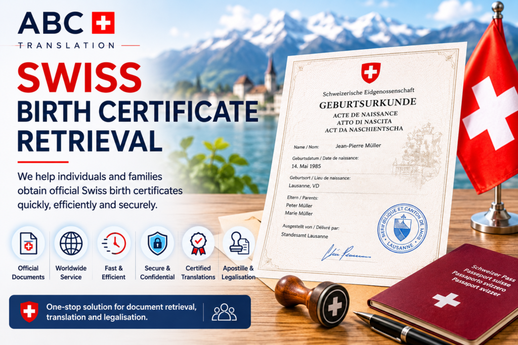 Swiss birth certificate retrieval