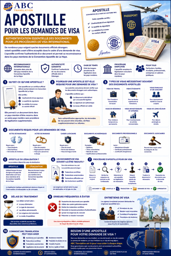Apostille pour les demandes de visa