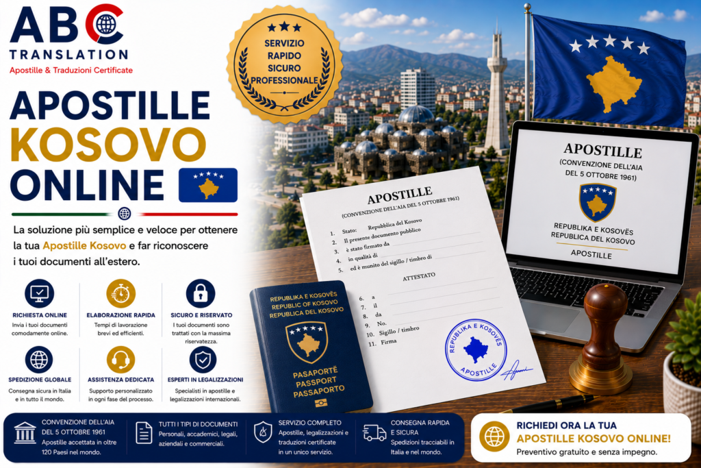 Apostille Kosovo online Svizzera