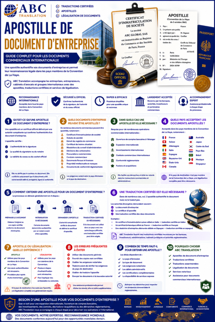 Apostille de document d'entreprise