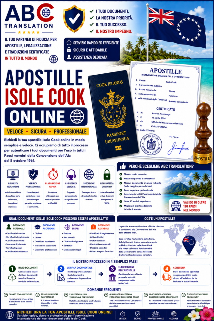 Apostille Isole Cook online