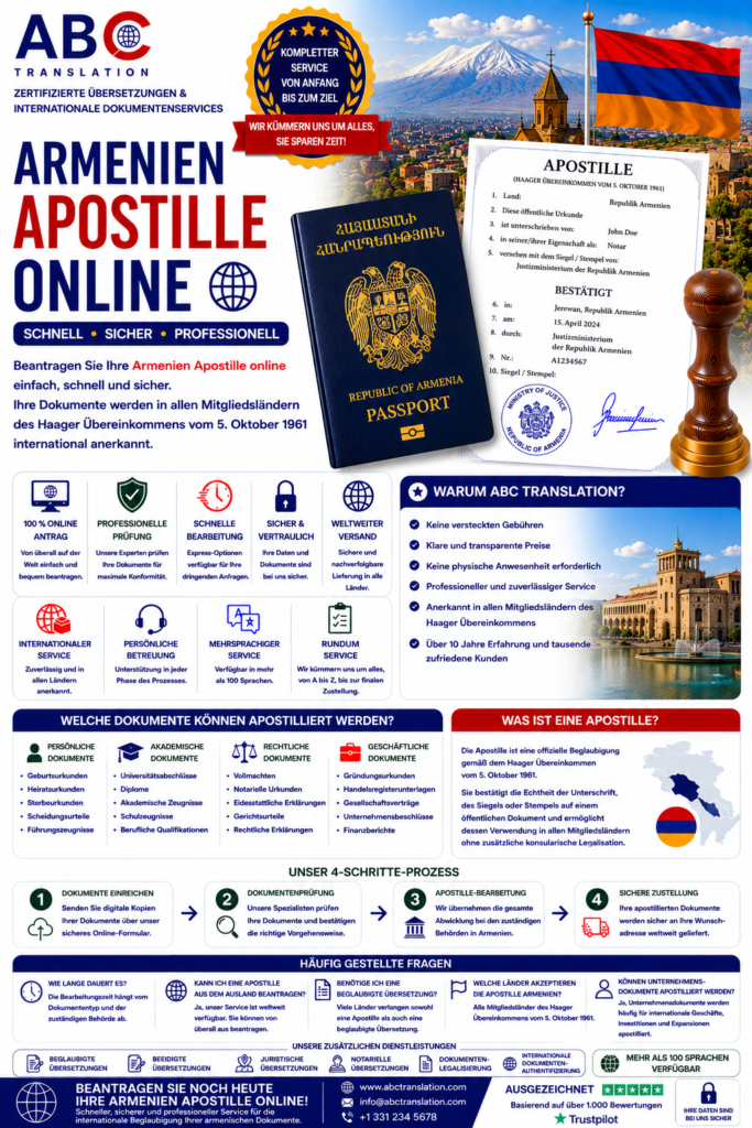 Armenien Apostille online