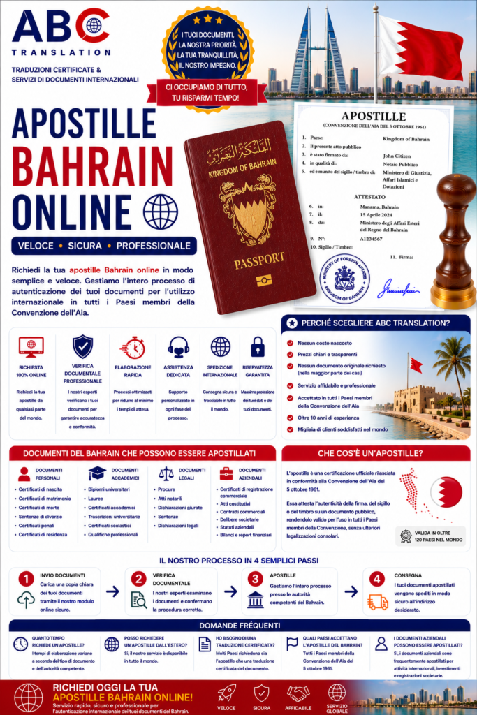 Apostille Bahrain online