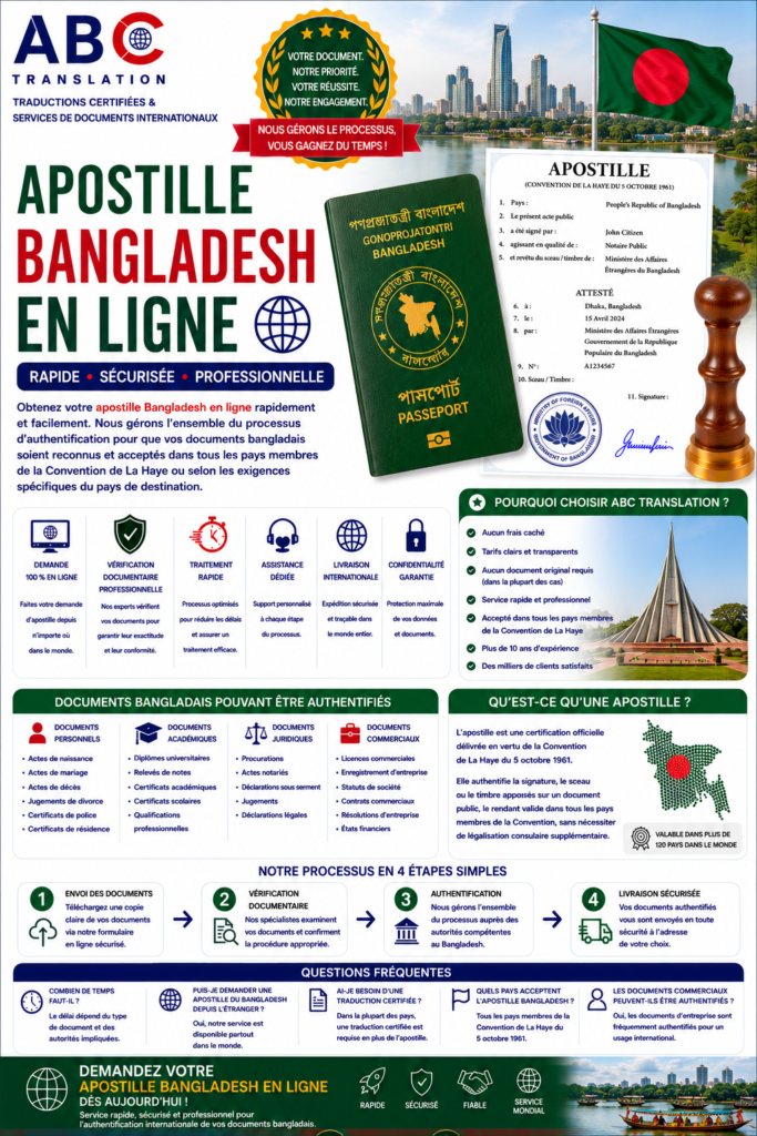 Apostille Bangladesh en ligne