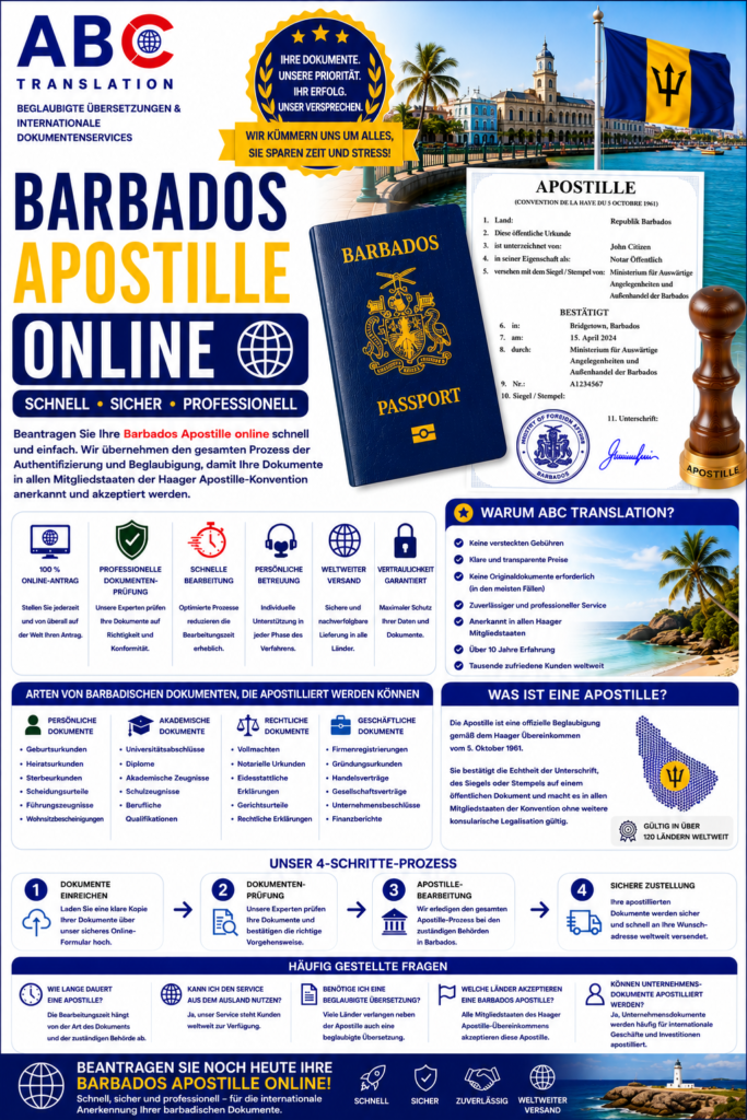 Barbados Apostille online Schweiz