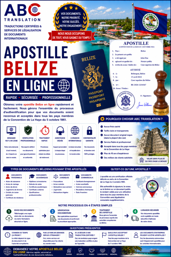 Apostille Belize en ligne