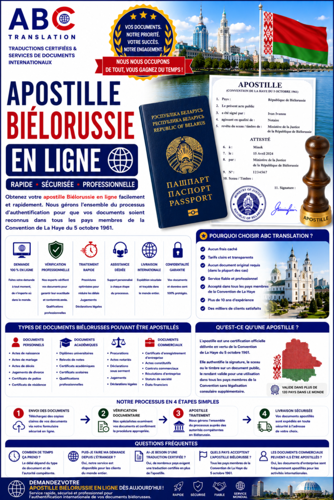 Apostille Biélorussie en ligne