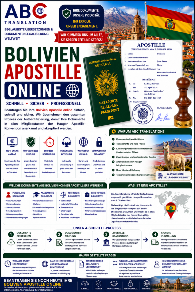 Bolivien Apostille online