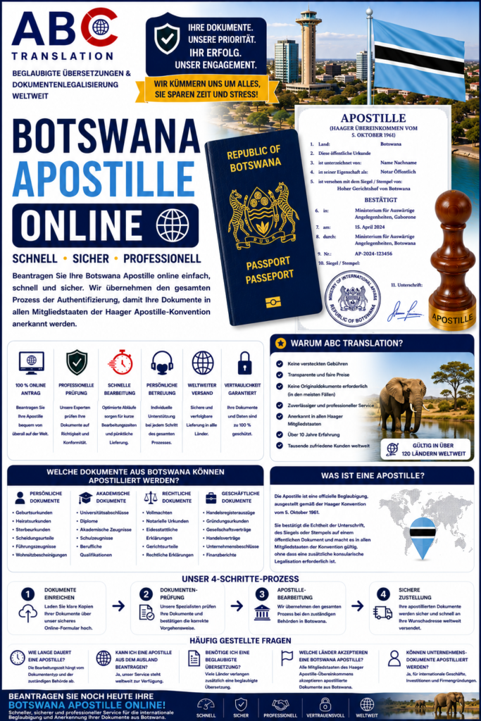 Botswana Apostille online Schweiz