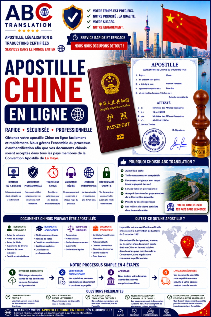 Apostille Chine en ligne