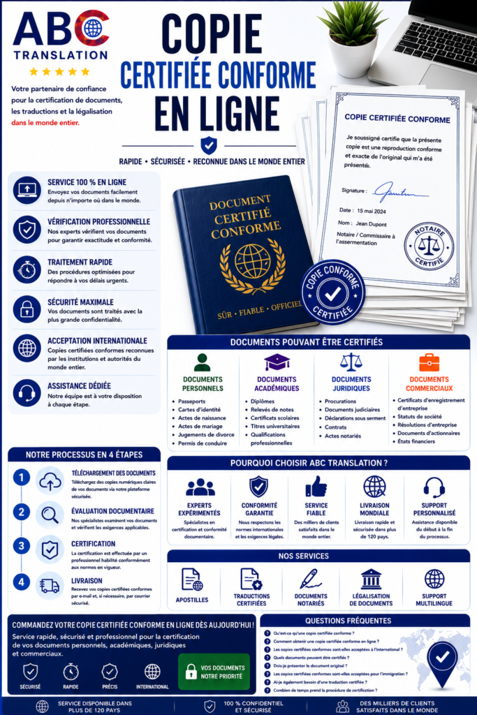 Copie certifiée conforme en ligne
