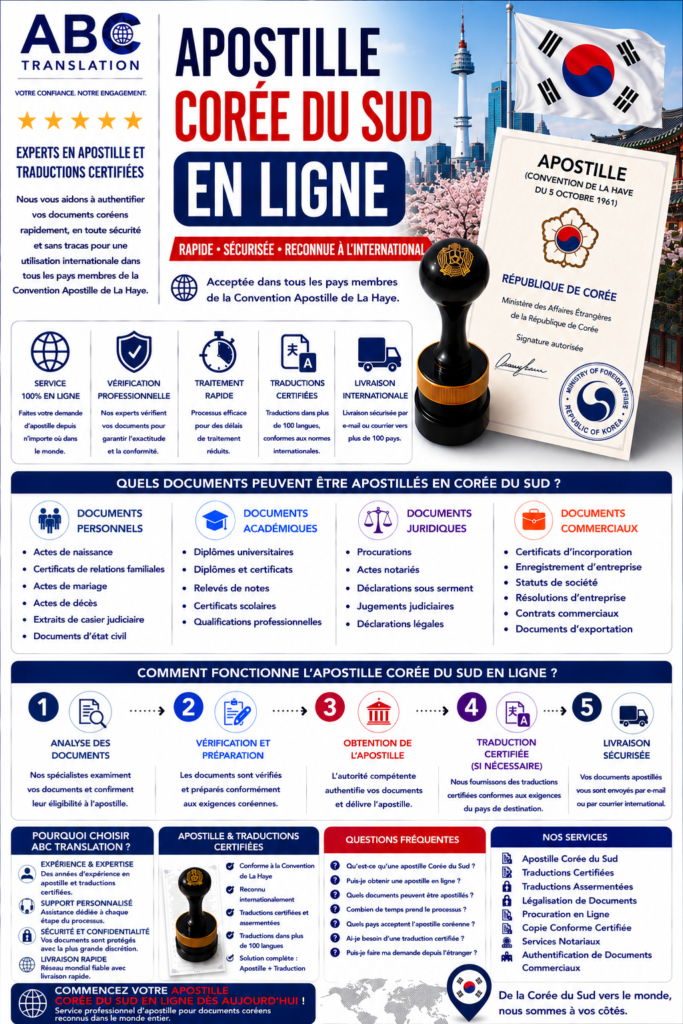 Apostille Corée du Sud en ligne