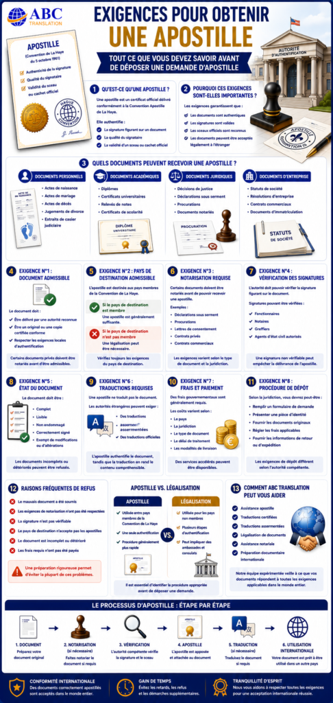 Exigences pour obtenir une apostille