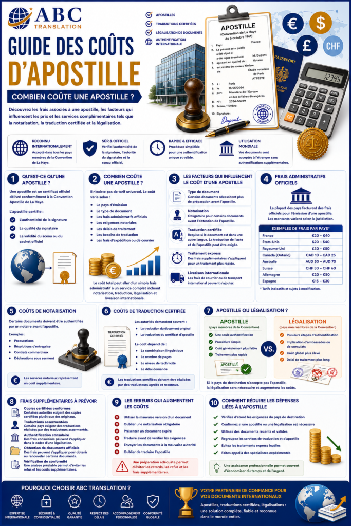 Guide des coûts d'apostille