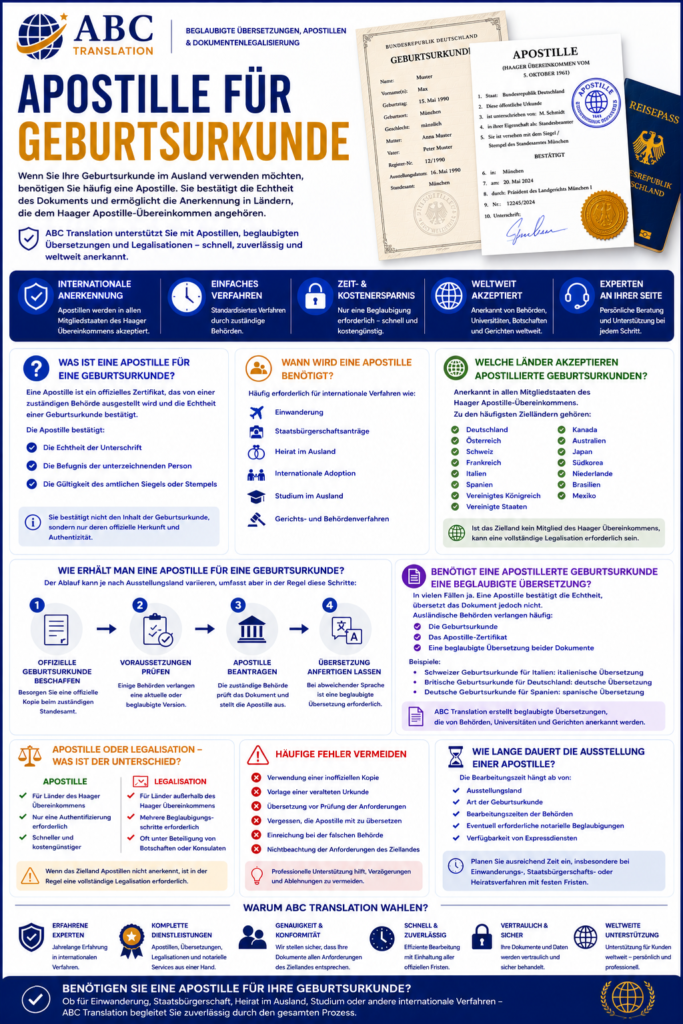 Apostille für Geburtsurkunde