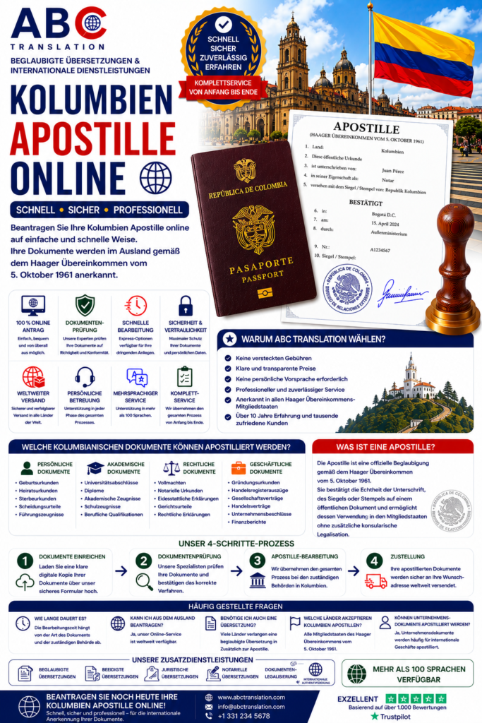 Kolumbien Apostille online