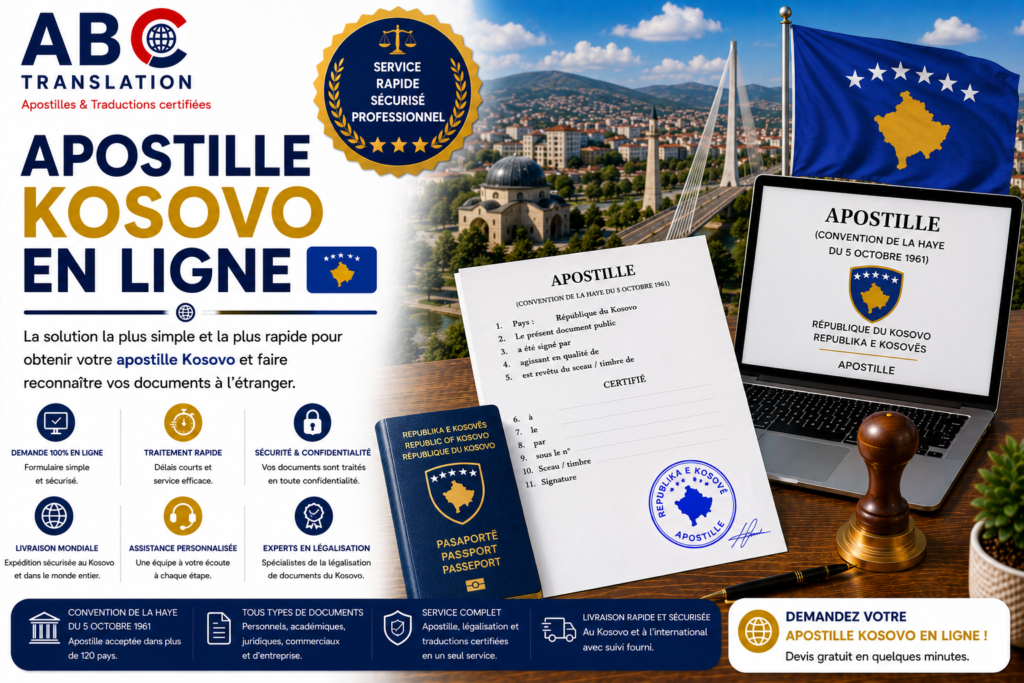 Apostille Kosovo en ligne