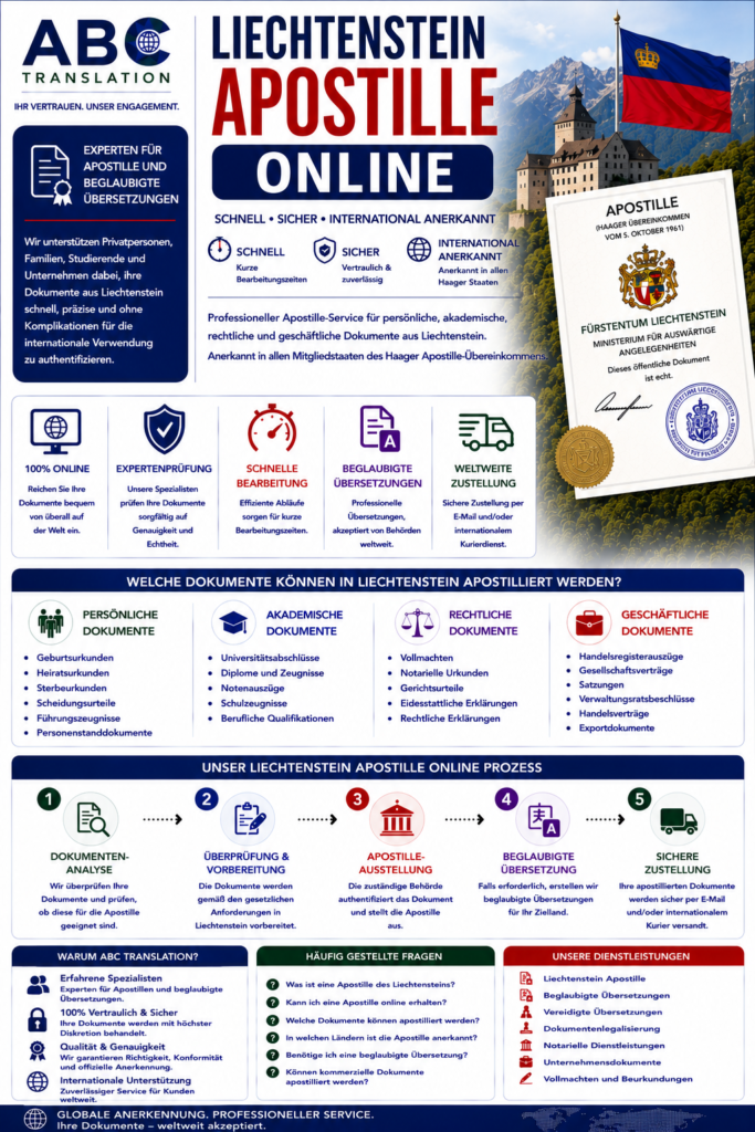 Liechtenstein Apostille Online Schweiz