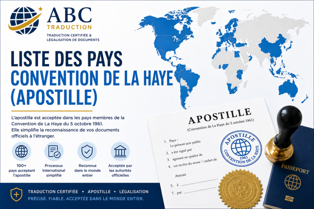 Liste des pays apostille de La Haye
