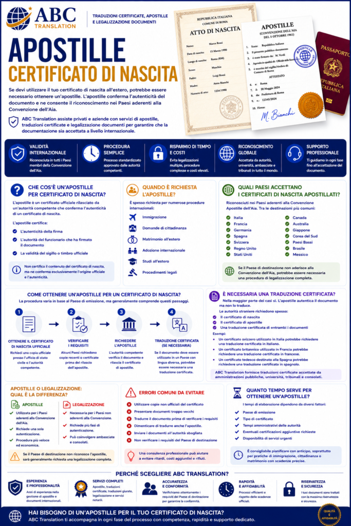 Apostille certificato di nascita