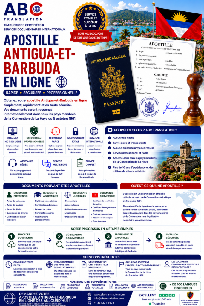 Apostille Antigua-et-Barbuda en ligne