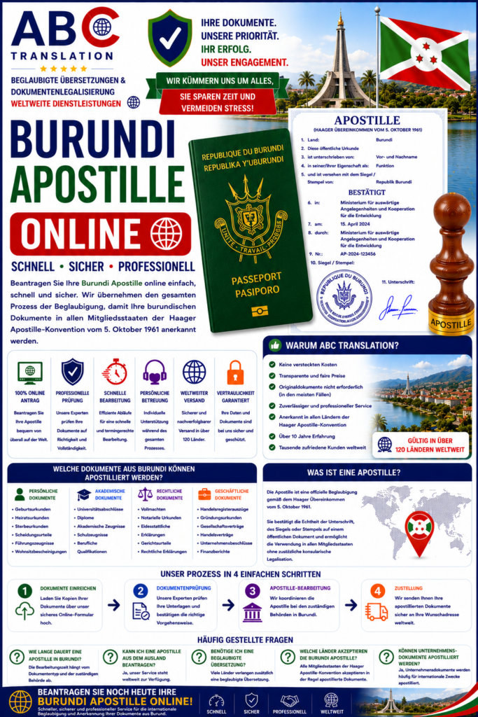 Burundi Apostille online Schweiz