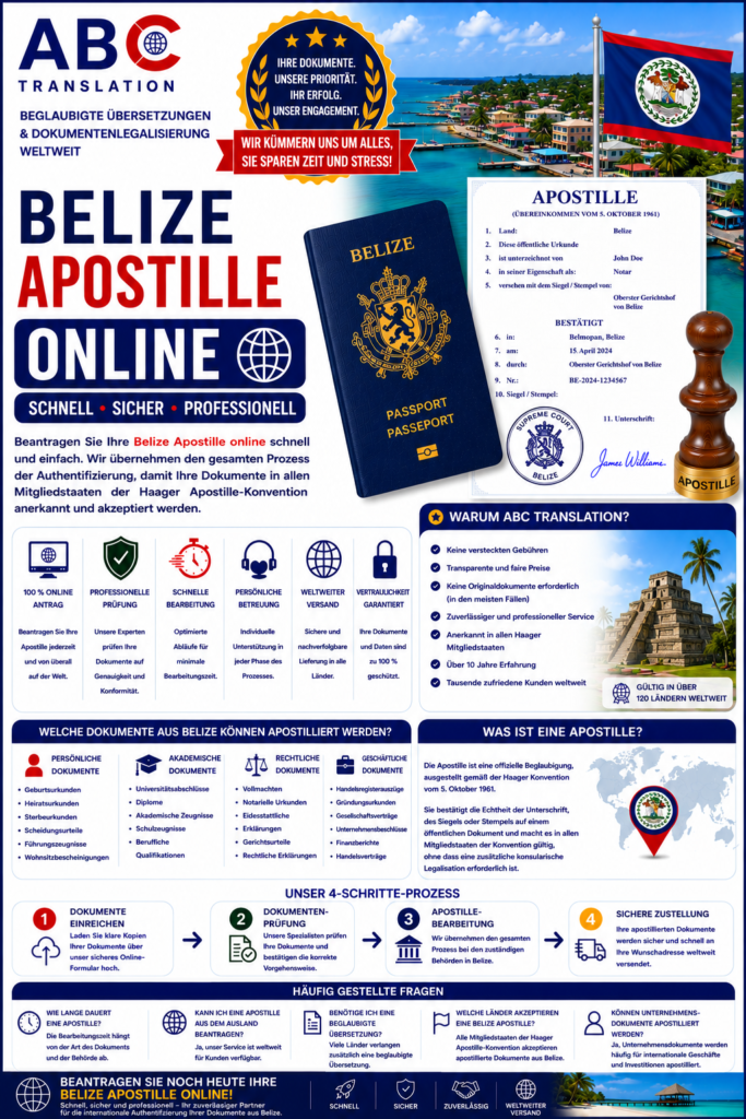 Belize Apostille online Schweiz
