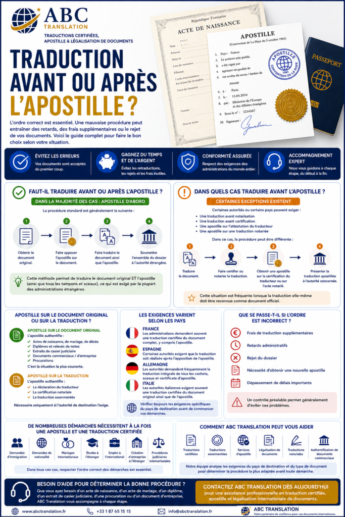 Traduction avant ou après l'apostille