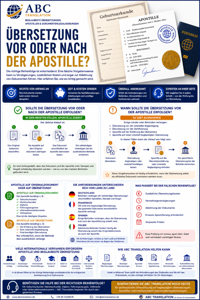 Übersetzung vor oder nach der Apostille