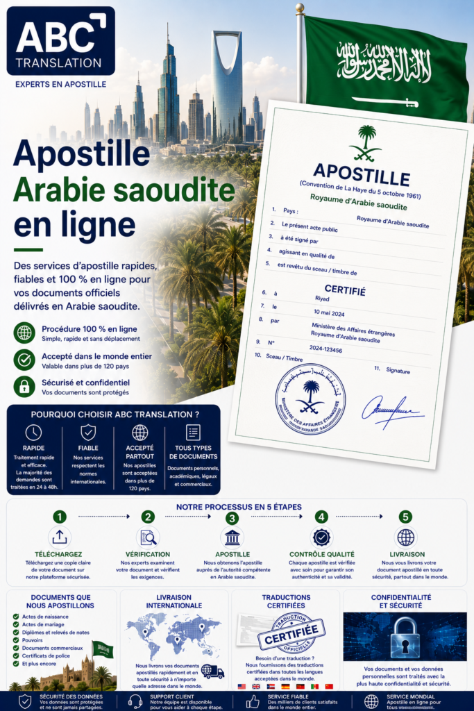 Apostille Arabie saoudite en ligne