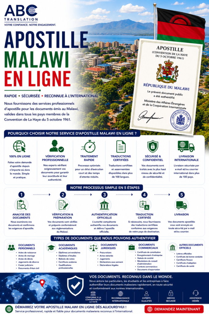 Apostille Malawi en ligne