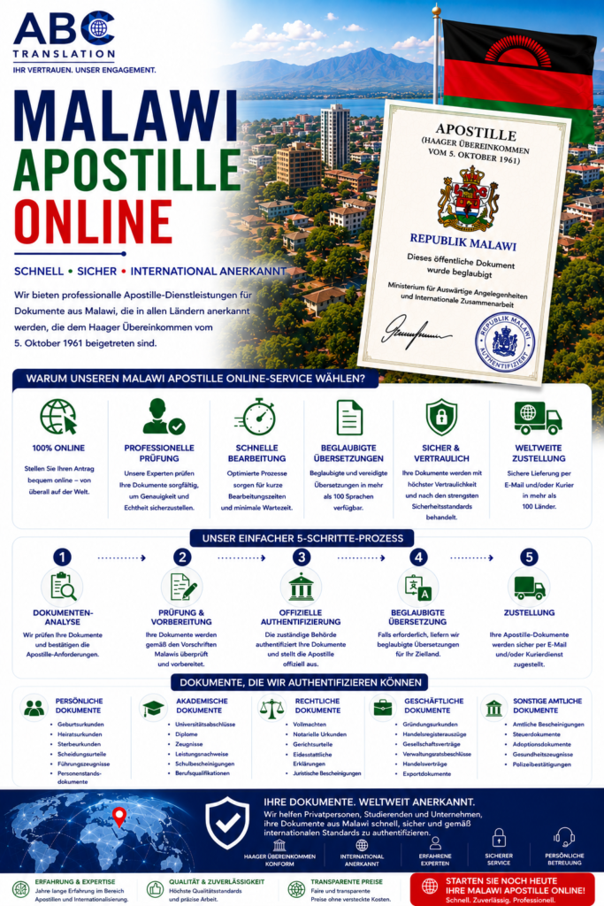 Malawi Apostille Online Schweiz