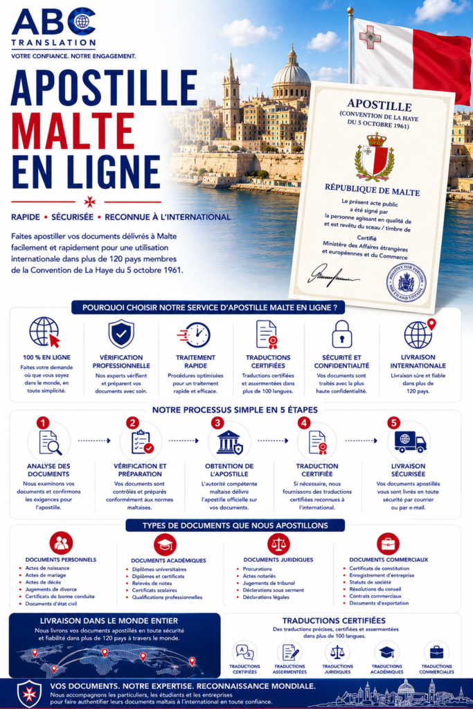 Apostille Malte en ligne