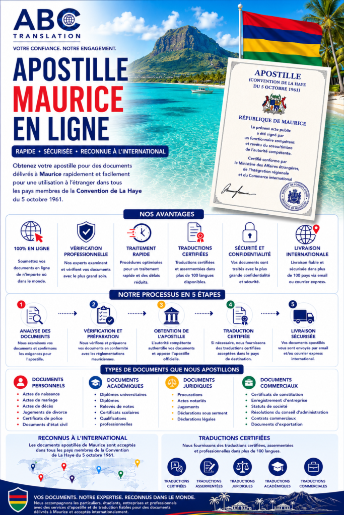 Apostille Maurice en ligne