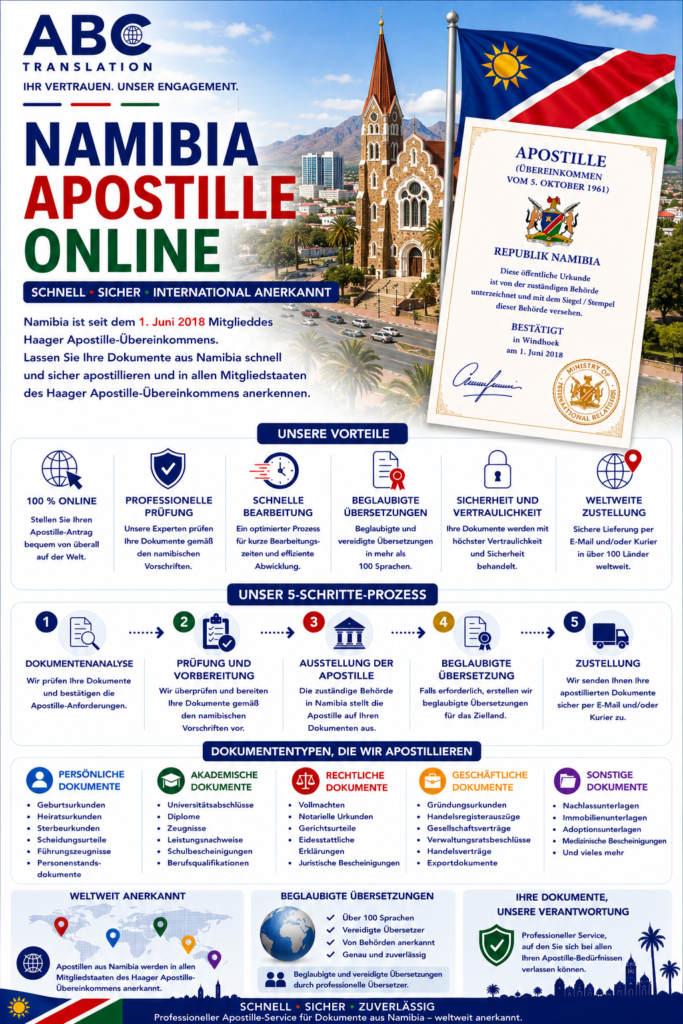 Namibia Apostille Online Schweiz