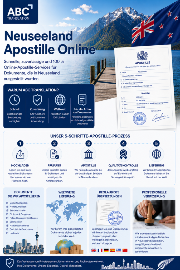Neuseeland Apostille Online