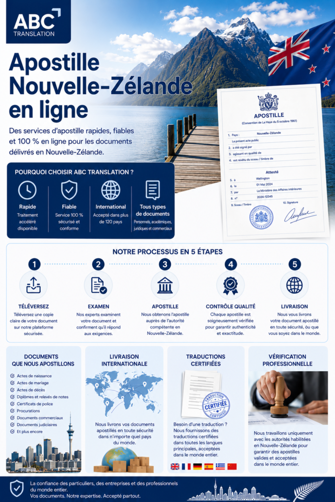 Apostille Nouvelle-Zélande en ligne