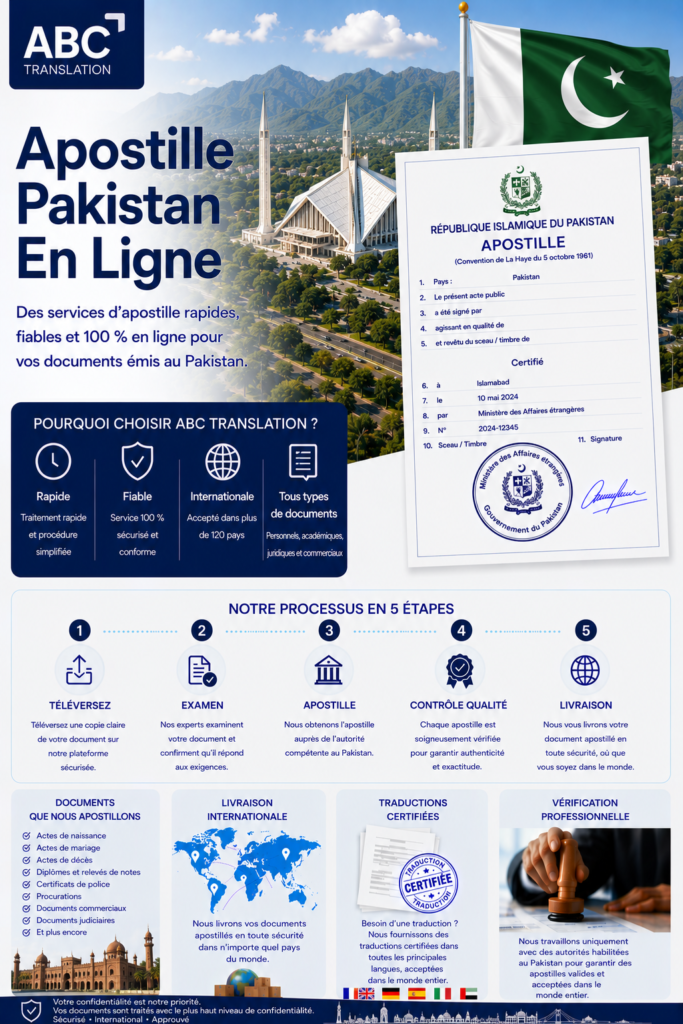 Apostille Pakistan en ligne