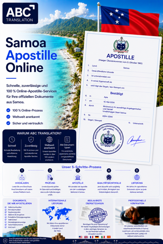 Samoa Apostille Online Schweiz