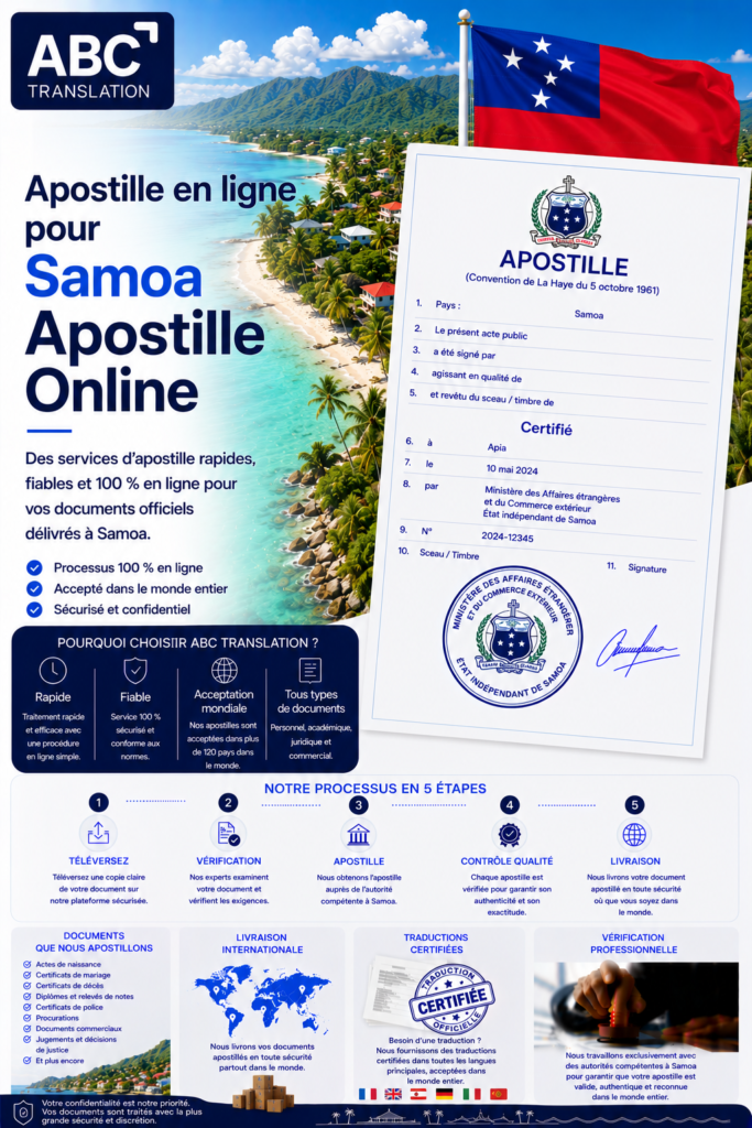 Apostille Samoa en ligne