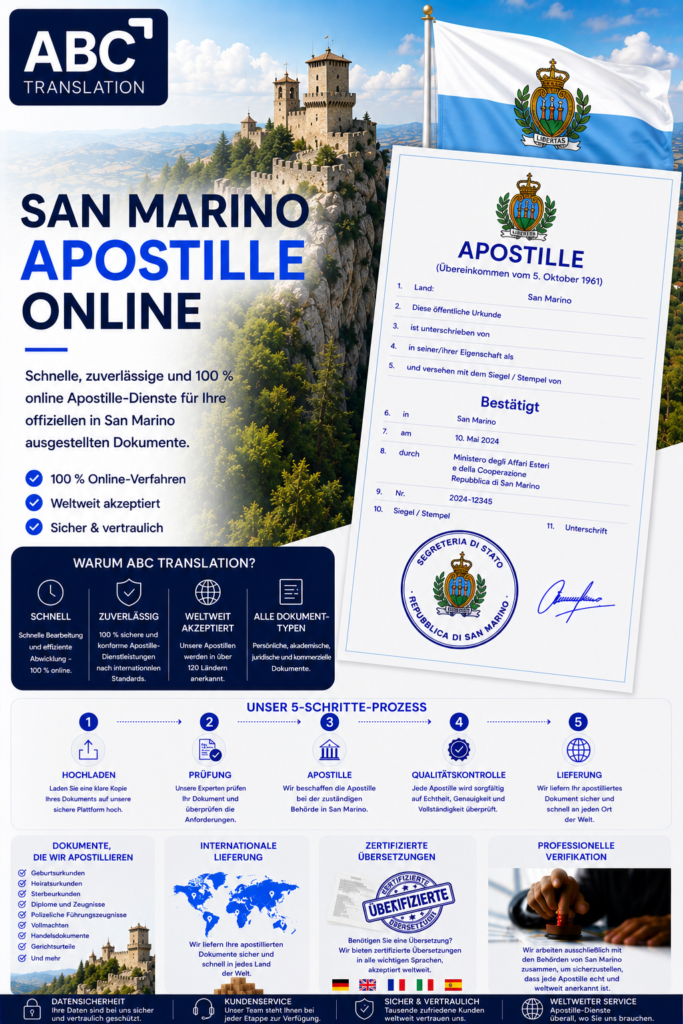 San Marino Apostille Online Schweiz